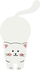 Stretching White Cat Pose – Flat Vector Cute Animal Illustration

