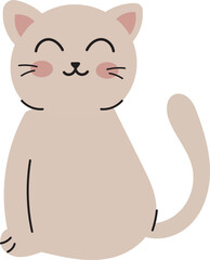 Smiling Beige Cat Sitting – Flat Vector Cute Animal Illustration

