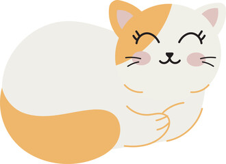 Sleeping Cute Orange Cat – Flat Vector Animal Illustration

