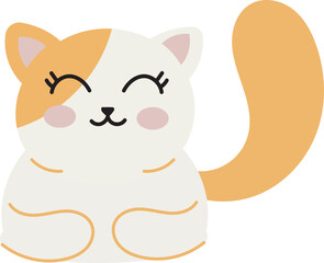 Smiling Orange Cat Illustration – Flat Vector Cute Animal Icon

