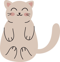 Cute Sitting Cat Illustration – Flat Vector Animal Icon

