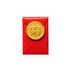 Red envelope with gold coin seal symbolizes good fortune and prosperity, often used during celebrations