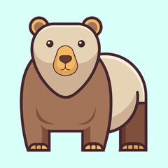 Naklejka premium Cartoon Bear Illustration with Light Blue Background, Cute and Approachable Style