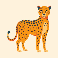 Stylized Cheetah Illustration with Detailed Spotting Pattern and Elegant Posture