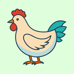 Illustration of a stylized rooster with a modern, minimal design aesthetic