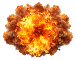 explosion with smoke isolated on white background. Transparent PNG Available with high definition quality Available.