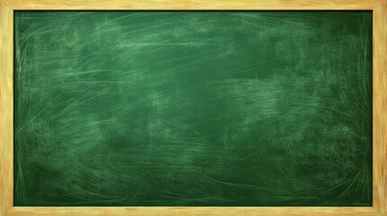 Blank Green Chalkboard with Wooden Frame, Ready for Learning and Education