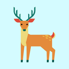 Geometric Deer Illustration with Antlers, Ears, and a Yellow Patch of Fur