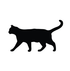 Walking Cat Silhouette – Elegant Feline in Motion Vector Design

