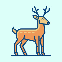 Stylized Line Art Illustration of a Deer on Light Blue Background