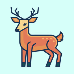 Stylized flat vector illustration of a deer with geometric shapes and color palette