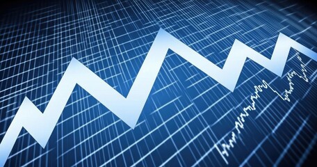 Fluctuating graph line on a grid background.  Shows an upward trend with dips
