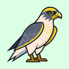 Stylized Peregrine Falcon Illustration in Bold Colors with Light Green Background