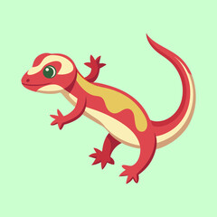 Illustration of a cheerful cartoon gecko with red and yellow coloring
