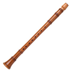 Fototapeta premium Wooden flute instrument with smooth finish and multiple finger holes, ideal for music enthusiasts