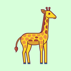 Obraz premium Cartoon illustration of a giraffe standing against a light green background