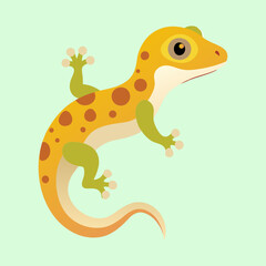 Stylized image of a gecko with a light green background color