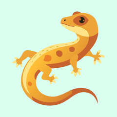 A cartoon illustration of a charming orange and brown spotted salamander