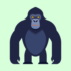 Stylized gorilla with a flat design aesthetic standing on a light background