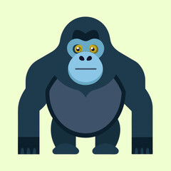 Flat illustration of a male gorilla, showcasing its muscular build and strength
