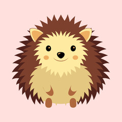 A very cute and cuddly looking hedgehog illustration on a pink background