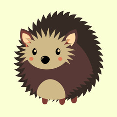 Adorable Cartoon Hedgehog with Spikes, Big Eyes, and Rosy Cheeks Illustration