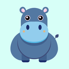 Cute Cartoon Hippopotamus Character with a Simple and Playful Design Style
