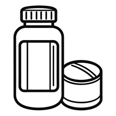 Medicine Bottle with Pill Outline Icon, Healthcare and Medical supplies, Treatment 80