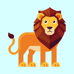 Geometric Cartoon Lion with a Simplistic and Modern Design Concept