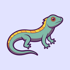 Cartoon Lizard with Detailed Outlines and Yellow Markings Standing with Pride