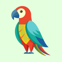 Colorful Geometric Parrot Illustration on Pale Green Background in Vector Style