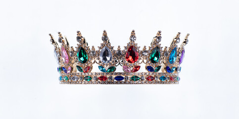 gold jewelry crown isolated on white background
