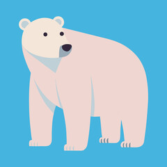 Stylized Flat Vector Polar Bear Illustration on Light Blue Background
