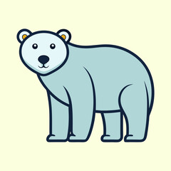 Stylized light blue polar bear illustration standing on an light cream background