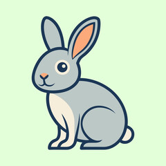 Cute Cartoon Rabbit Vector Illustration with a Simple and Clean Design