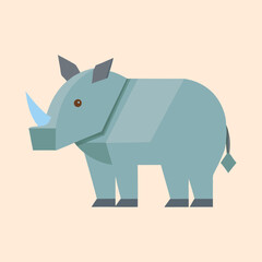 Stylized Rhinoceros Illustration in Geometric Shapes against a Pale Background