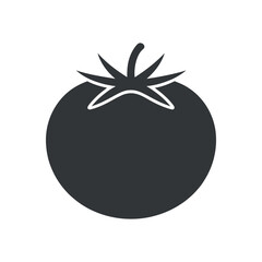 Simple Black and White Tomato Icon Illustration for Food Websites and Applications