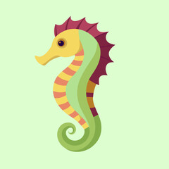 Obraz premium Stylized Seahorse Illustration with Modern Flat Design and Bright Color Palette