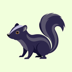 Stylized vector illustration of a skunk on a light green background