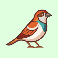 Stylized illustration of a cute sparrow with clean lines and colors