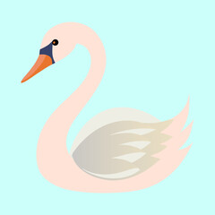 Beautiful minimalist illustration of a graceful swan swimming in calm water