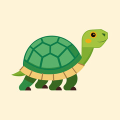 A cute and friendly cartoon turtle illustration on a cream background, cheerful