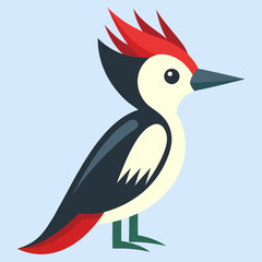 Stylized Woodpecker Illustration with Vibrant Colors and Minimalist Design Approach