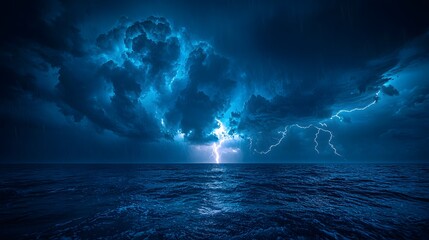Dramatic thunderstorm over the open ocean