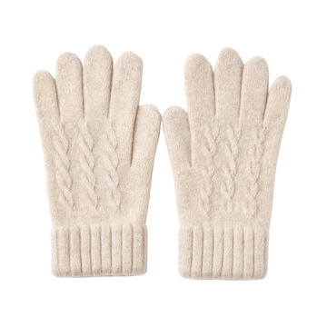 Soft wool gloves with cable knit design, perfect for keeping hands warm in cold weather. Ideal for winter activities