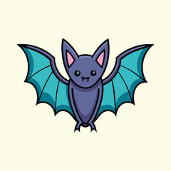 Cute cartoon bat with large wings and a charming expression vector