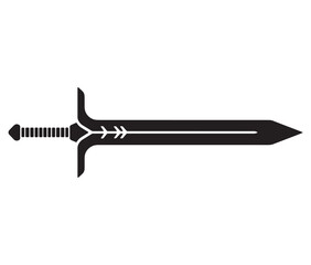 Vector illustration of an old sword. Iconic Sword Silhouettes.