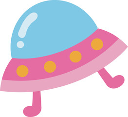 Cute Cartoon UFO Illustration – Flat Vector Alien Spaceship
