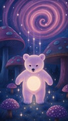 Naklejka premium Whimsical glowing bear fantasy