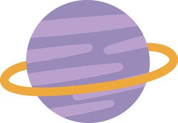 Fototapeta premium Purple Ringed Planet – Flat Vector Space Illustration